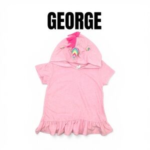 042 GEORGE Pink Unicorn Kids Swim Coverup - Size 4T